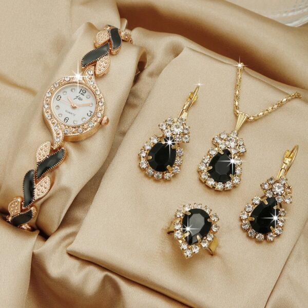 Fashion Watch Gift Suit Quartz Watch Necklace Bracelet Ring Stud Earrings - Image 6