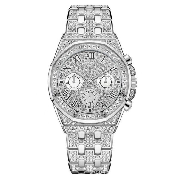 Watch Men's Diamond Large Dial Quartz Watch - Image 3