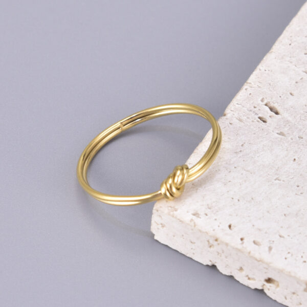 Fashion Gold-plated Truelove Knot Design Cool Style Simple Ring Shank - Image 4