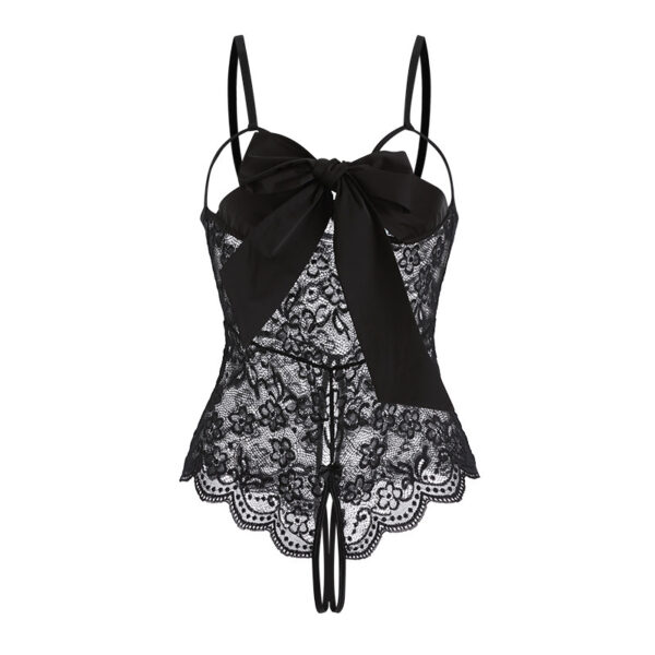 Erotic Lingerie Lace Perspective Temptation Jumpsuit Bow - Image 8