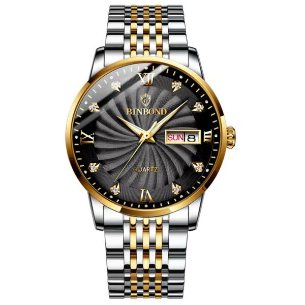 Fashion Quartz Watch Steel Belt Double Calendar Men's Watch Waterproof - Image 6