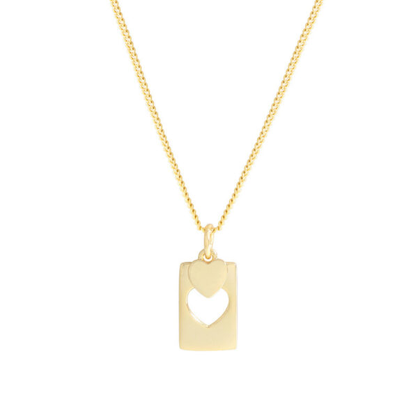 Niche Design Hollow Heart Square Plate Necklace - Image 4