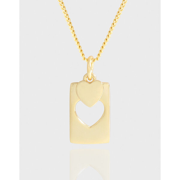 Niche Design Hollow Heart Square Plate Necklace - Image 2