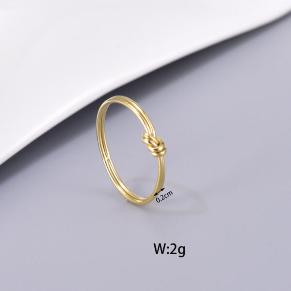 Fashion Gold-plated Truelove Knot Design Cool Style Simple Ring Shank - Image 3