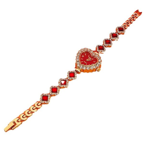 Fashion Diamond-embedded Love Heart-shaped Bracelet Watch Suit - Image 2