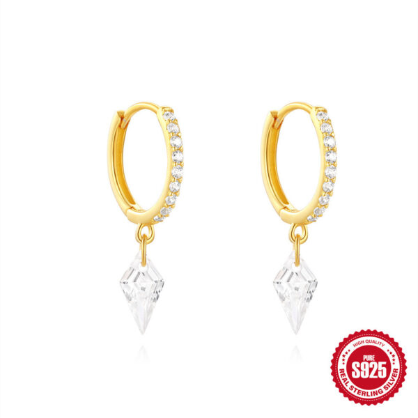 S925 Sterling Silver Classic Diamond Eardrop Earring - Image 4