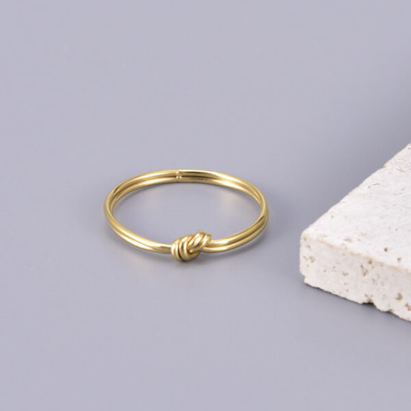 Fashion Gold-plated Truelove Knot Design Cool Style Simple Ring Shank - Image 2