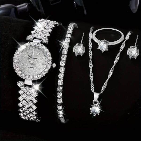 Fashion Watch Gift Suit Quartz Watch Necklace Bracelet Ring Stud Earrings - Image 4