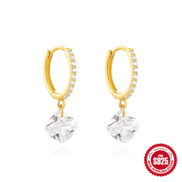 S925 Sterling Silver Classic Diamond Eardrop Earring - Image 6