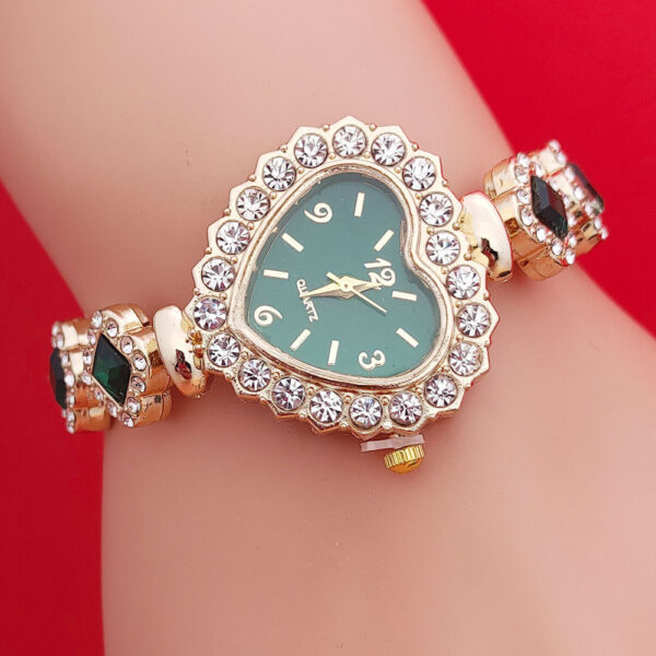 Fashion Diamond-embedded Love Heart-shaped Bracelet Watch Suit - Image 8