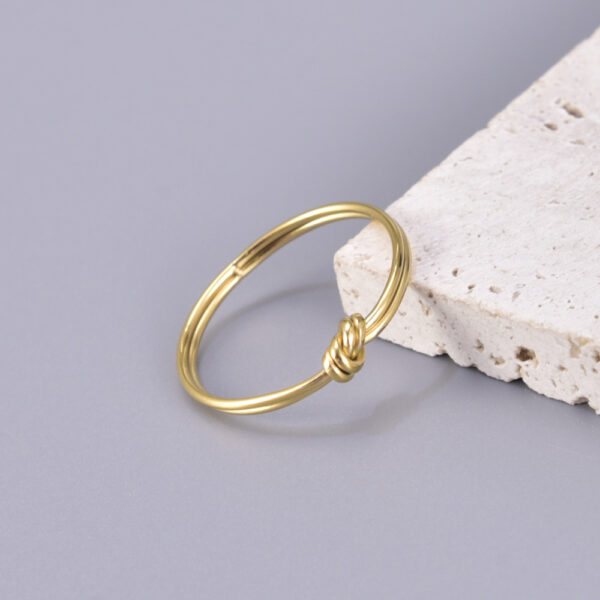 Fashion Gold-plated Truelove Knot Design Cool Style Simple Ring Shank - Image 5