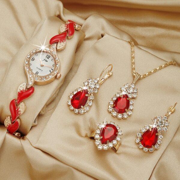 Fashion Watch Gift Suit Quartz Watch Necklace Bracelet Ring Stud Earrings - Image 3